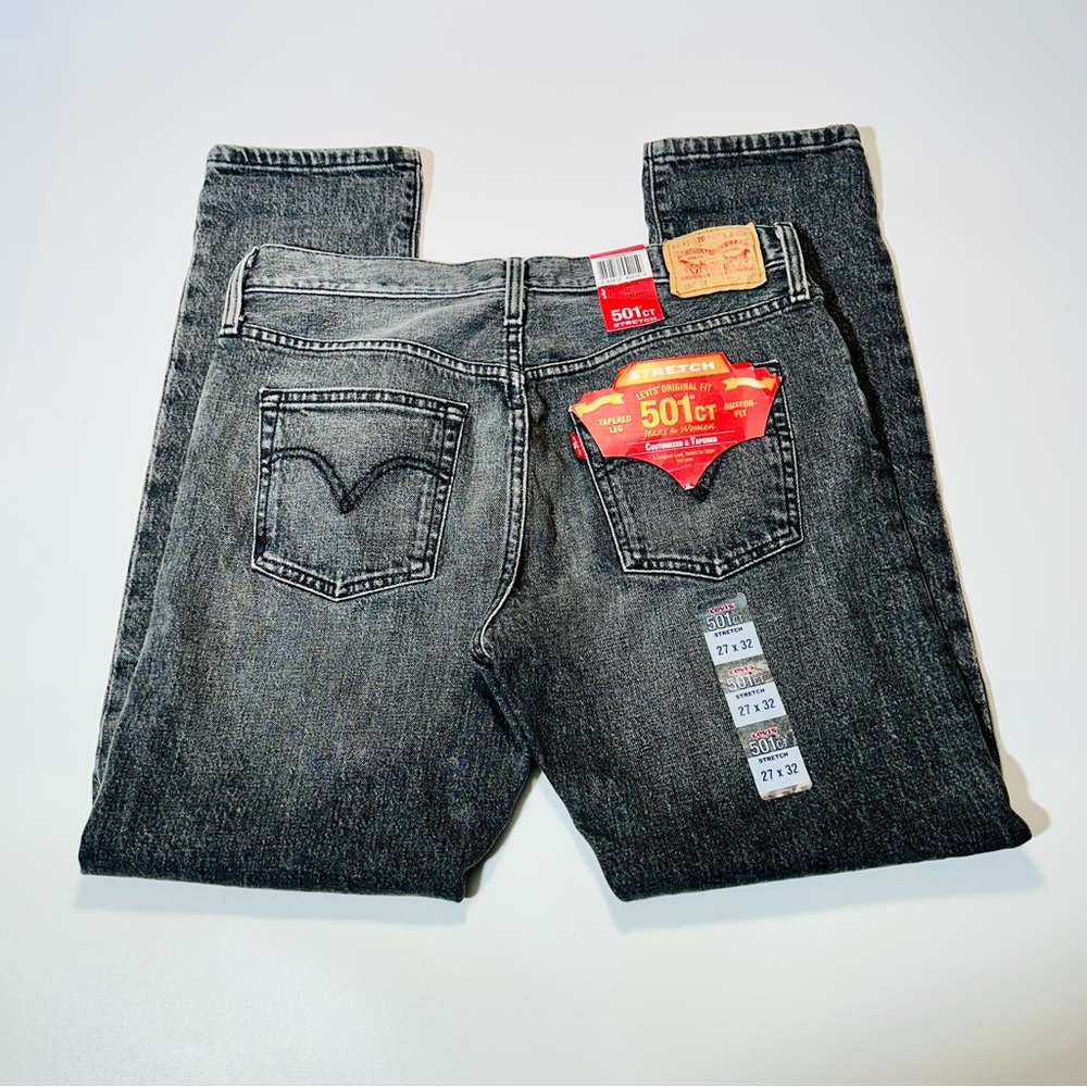 Levi’s jeans 501 buttonfly taper leg cropped jeans gray women size 27